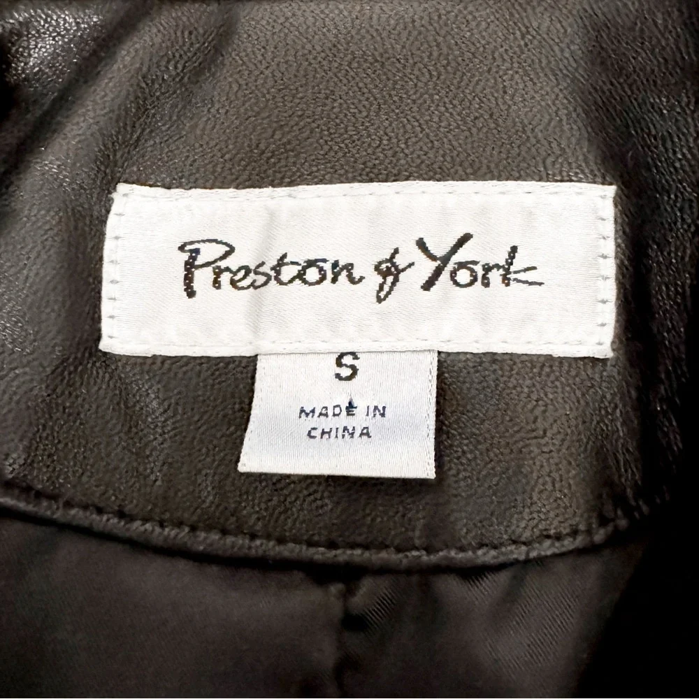 Preston and York Pleated Front‎ Genuine Leather Zip Up Jacket Black Small